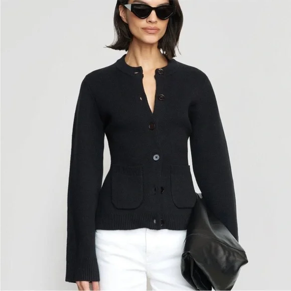 Modern Citizen Eames Organic Cotton-Wool Black Minimalist Cardigan Sweater M - Picture 6 of 14